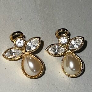 Avon Gold and Cream Teardrop Earrings